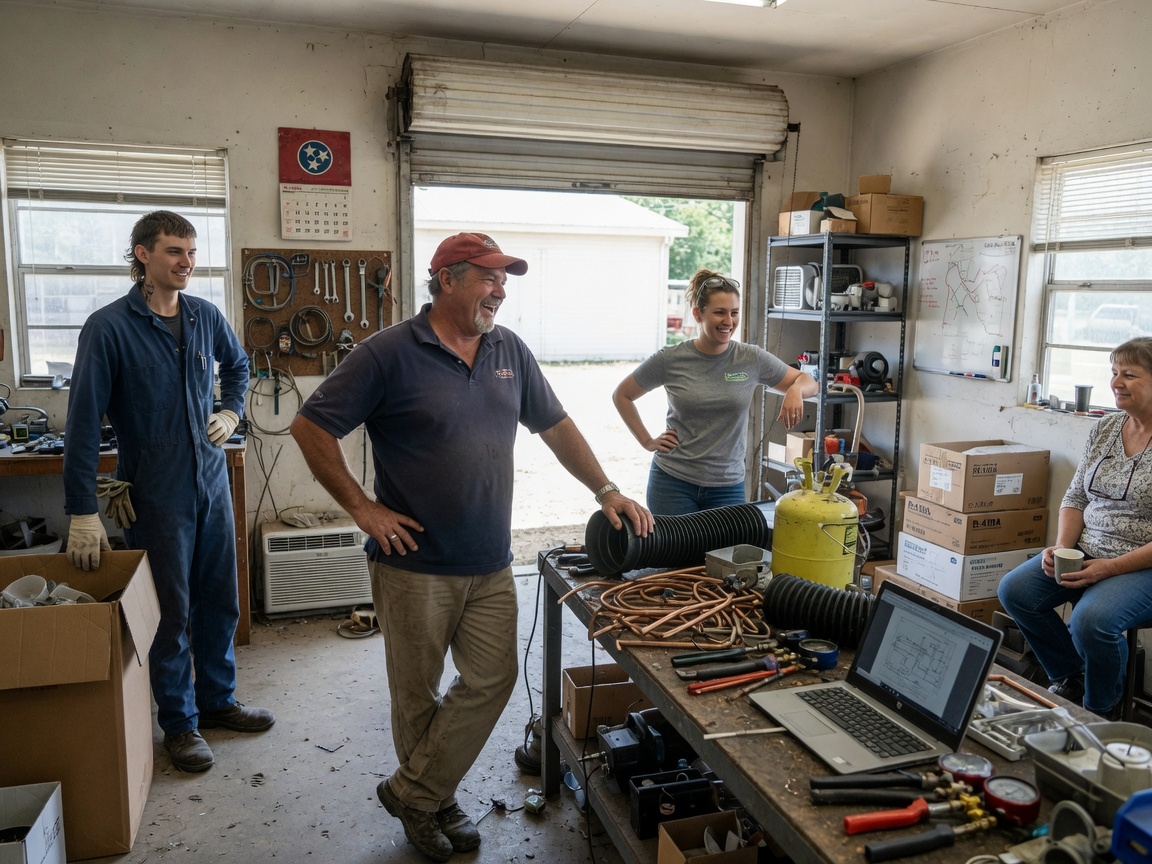 The CMS Air Conditioning Heating Refrigeration team at work in Lascassas